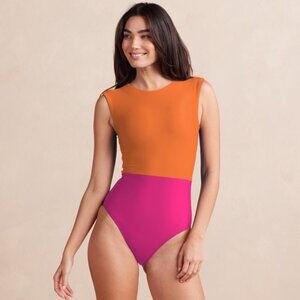 NWT Summersalt The Surf One Piece Color Block Two Toned Orange Pink Swimsuit 16